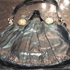 Gucci Black Soft Leather Large Hysteria Handbag